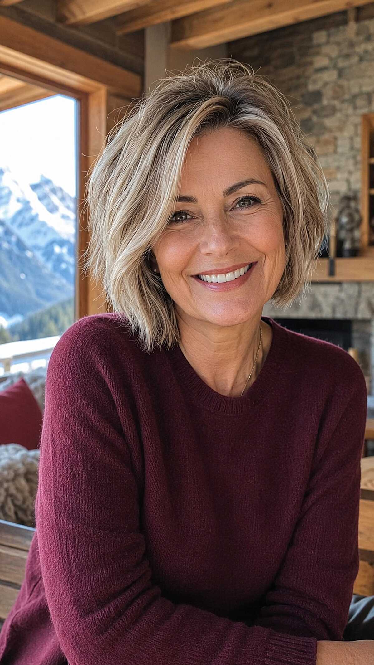 Ash blonde textured bob with dimensional highlights