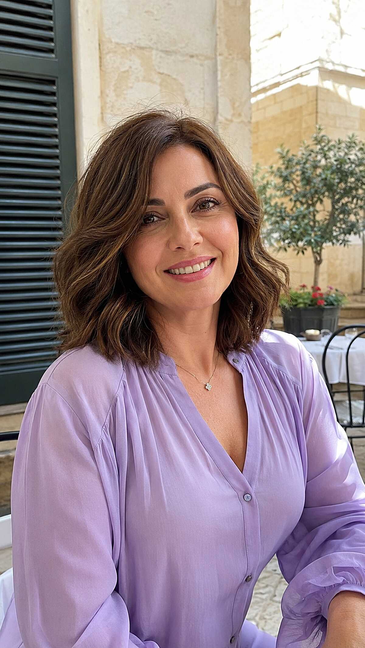 Chocolate brown wavy lob with natural-looking movement