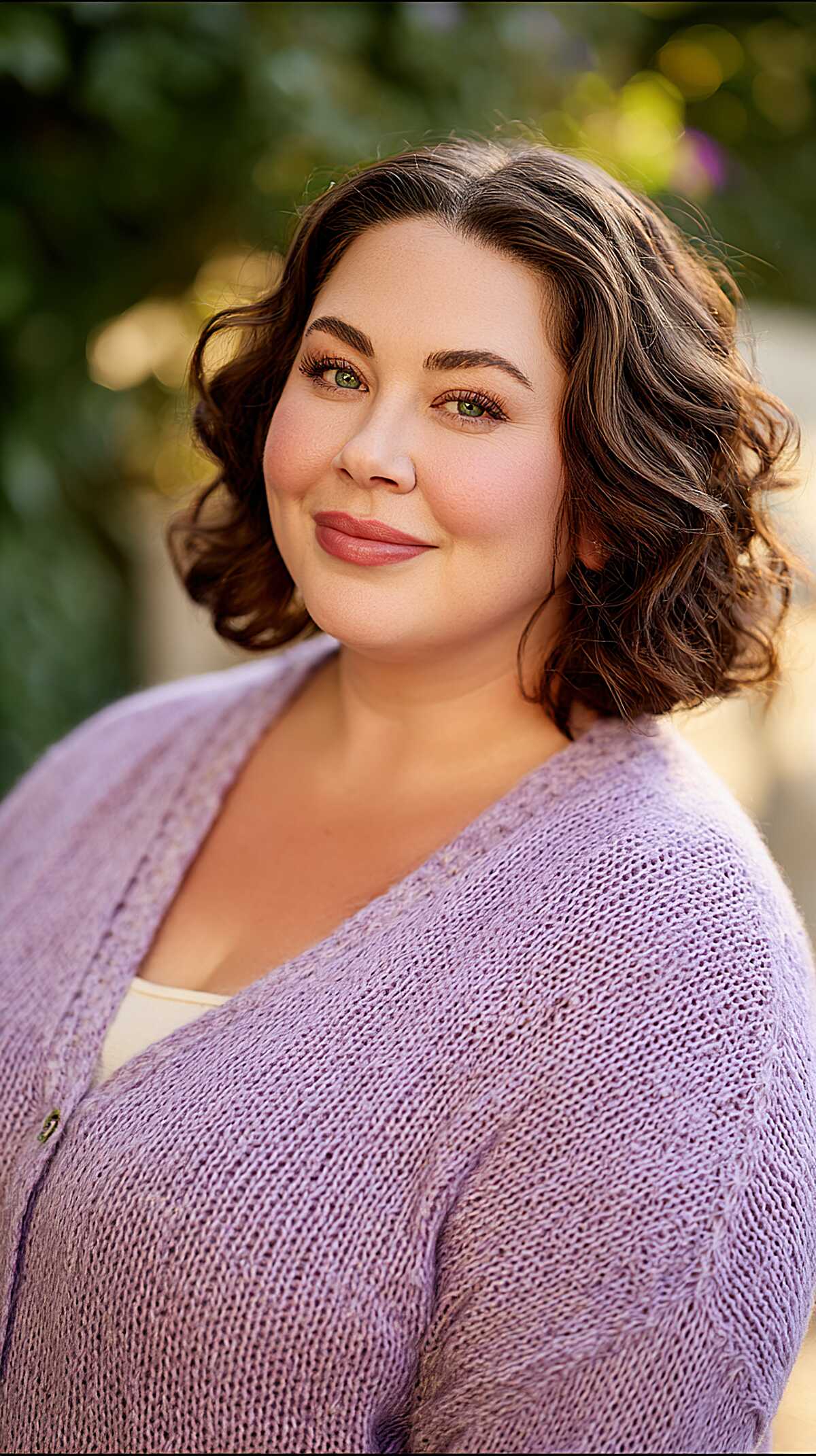 Wavy chin-length chocolate brown bob with volume
