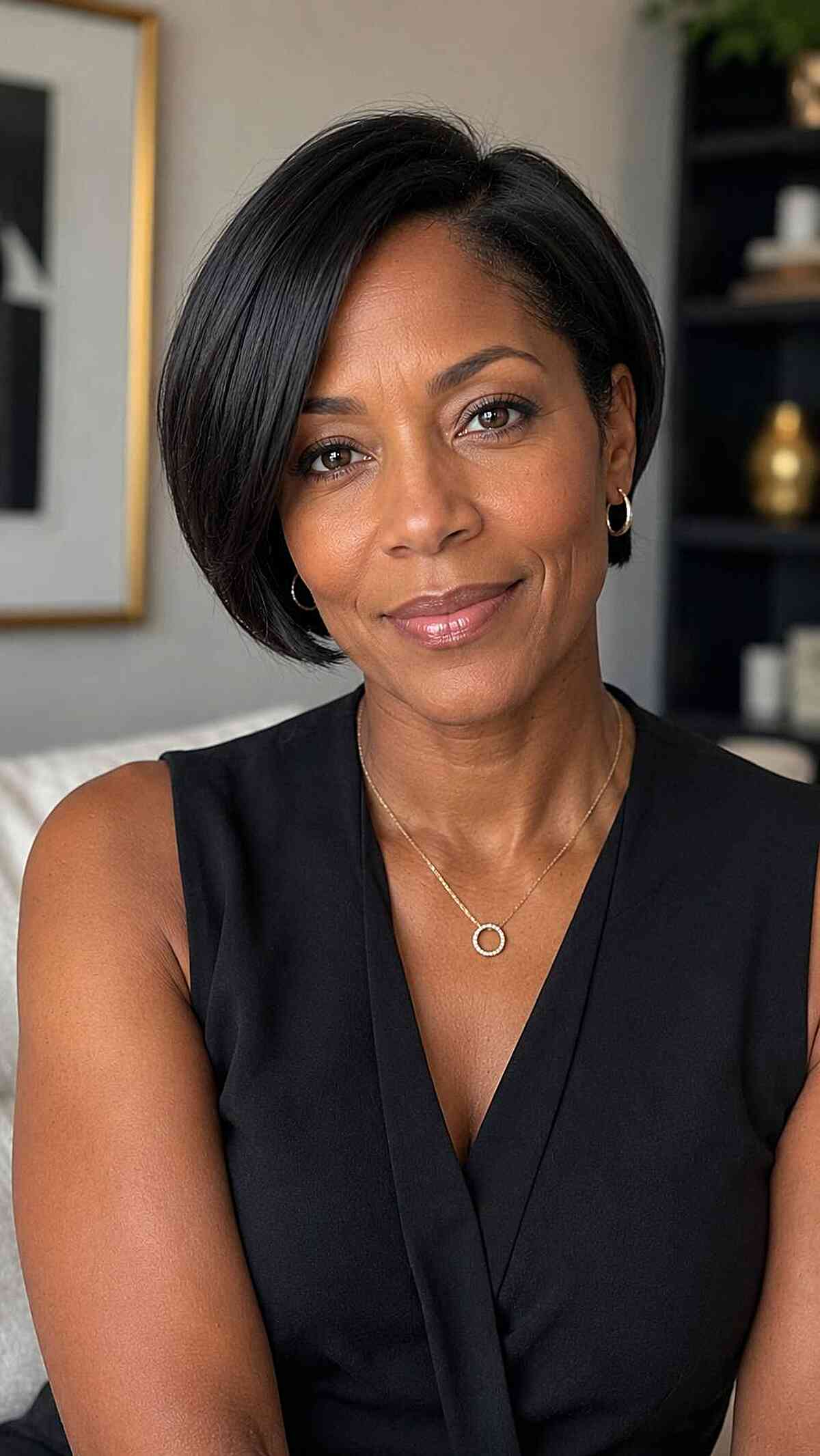Sleek Blunt Bob with Subtle Side Part