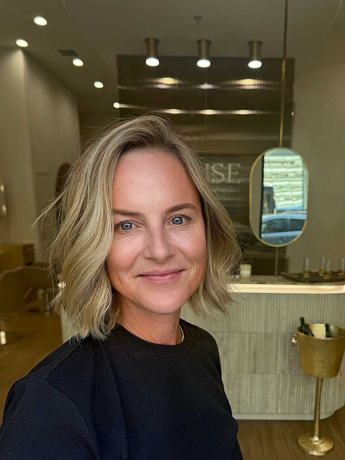 Dirty blonde tousled blunt bob with natural volume