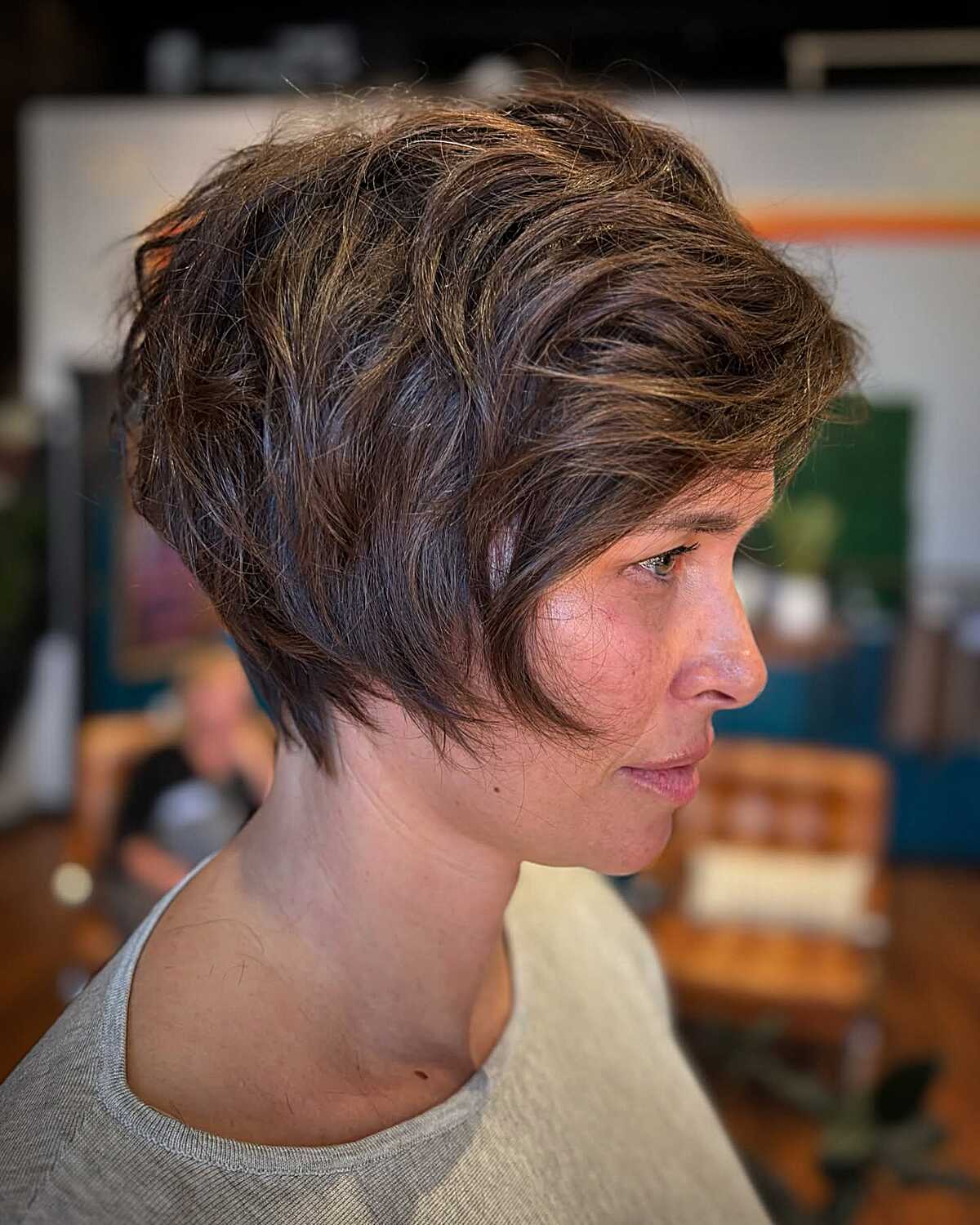 Textured chocolate bixie with caramel highlights and layers