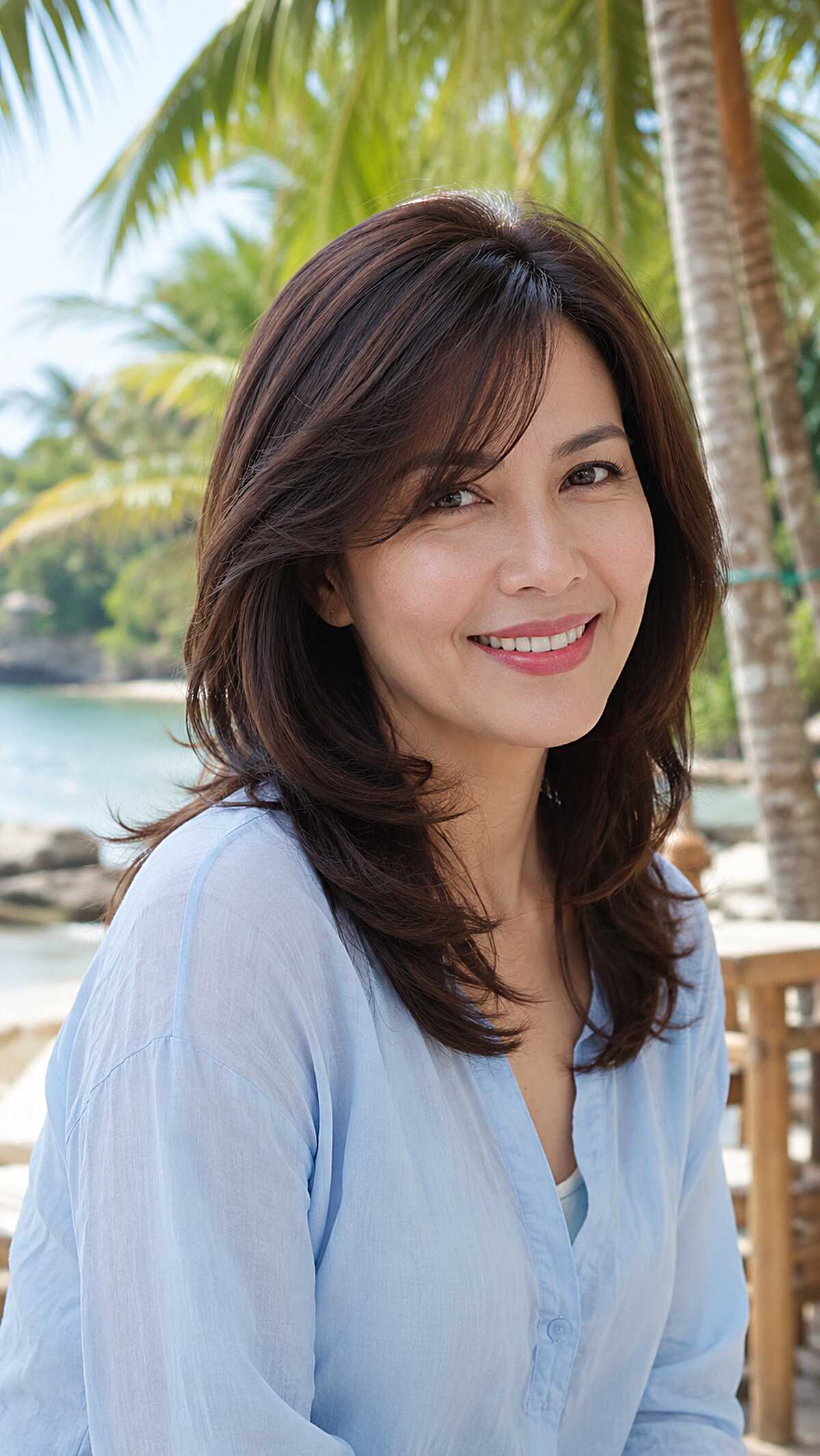 Classic Brunette Blowout with Curtain Side Bangs