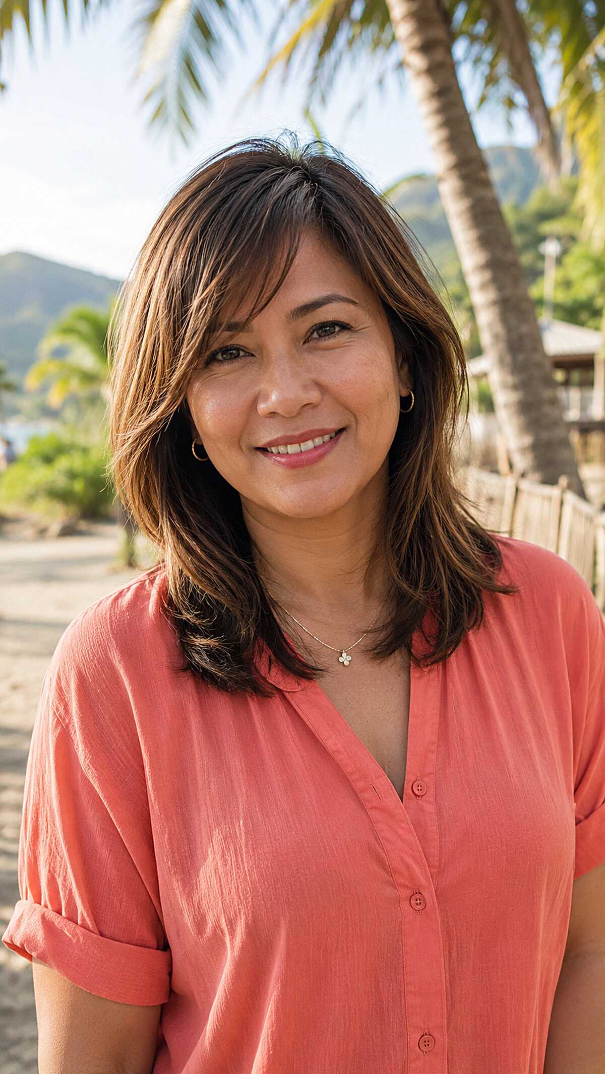 Shoulder-Length Layered Cut with Piecey Side Bangs