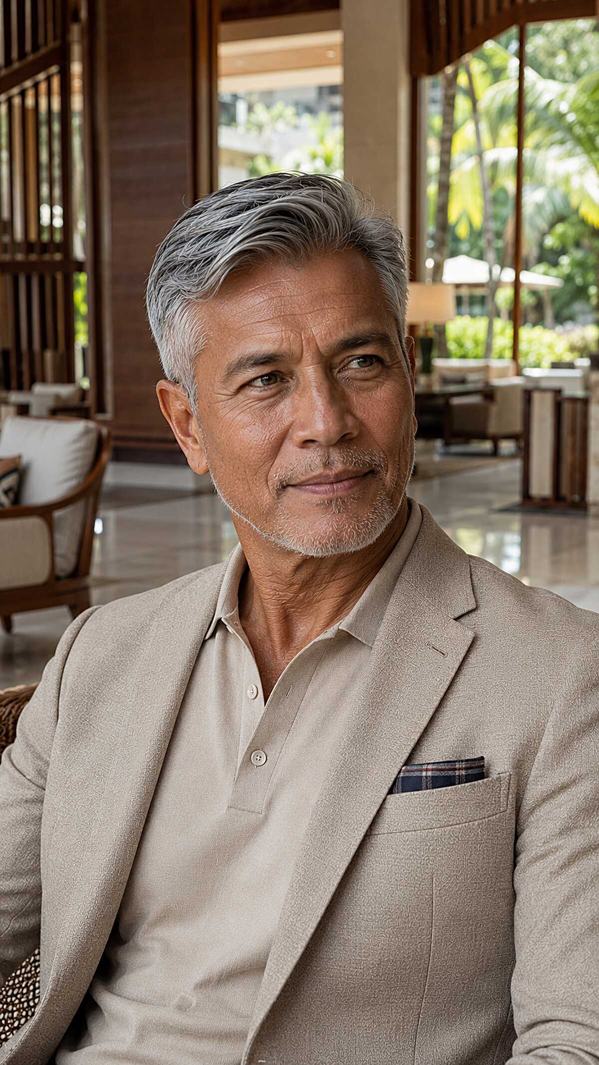 Grey tapered cut with natural side-swept movement