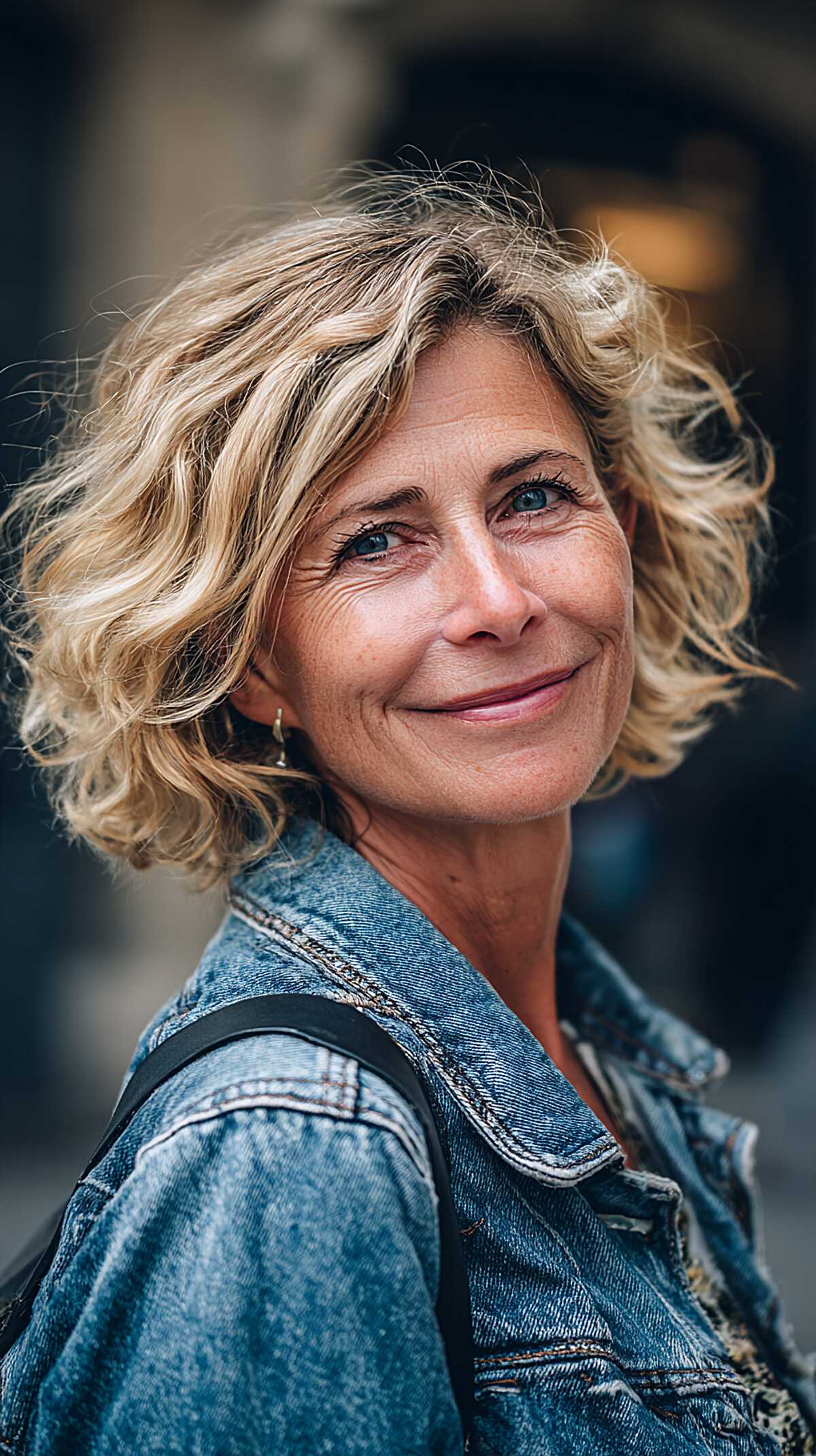 Blonde wavy bob with relaxed beachy perm texture