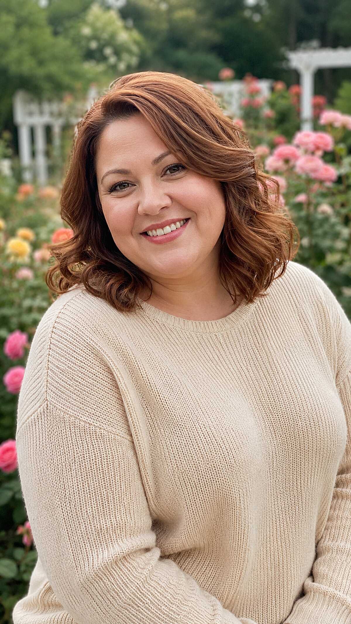 Chin-length chestnut bob with soft curled ends