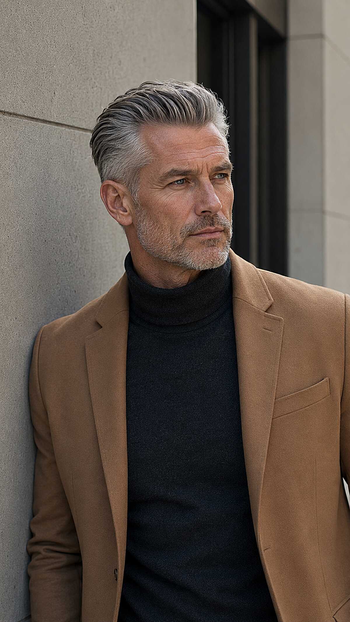 Silver slicked-back undercut with tapered sides