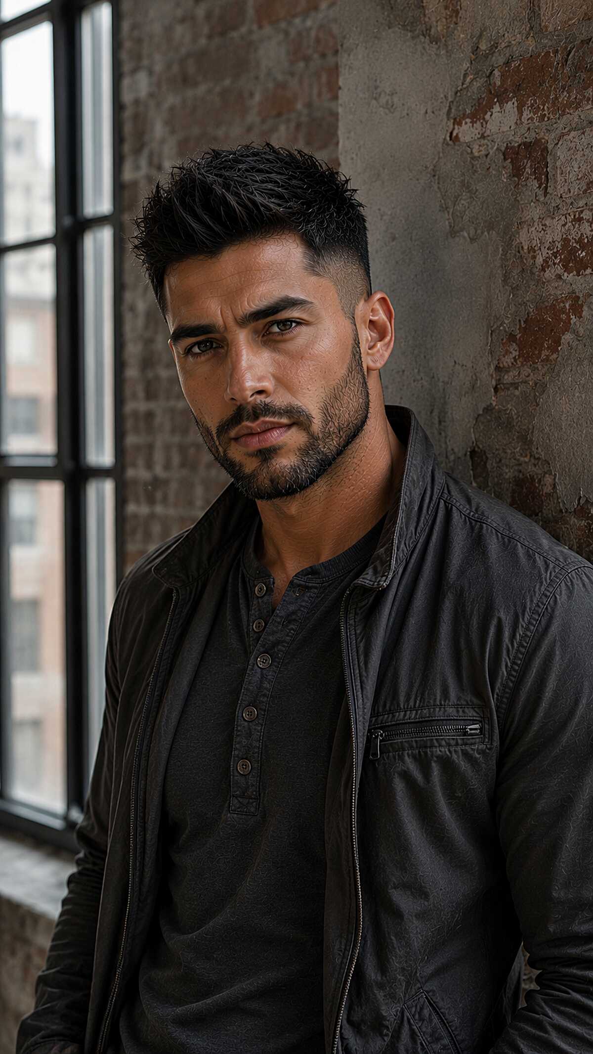 Dark textured spiky crop with tapered skin fade
