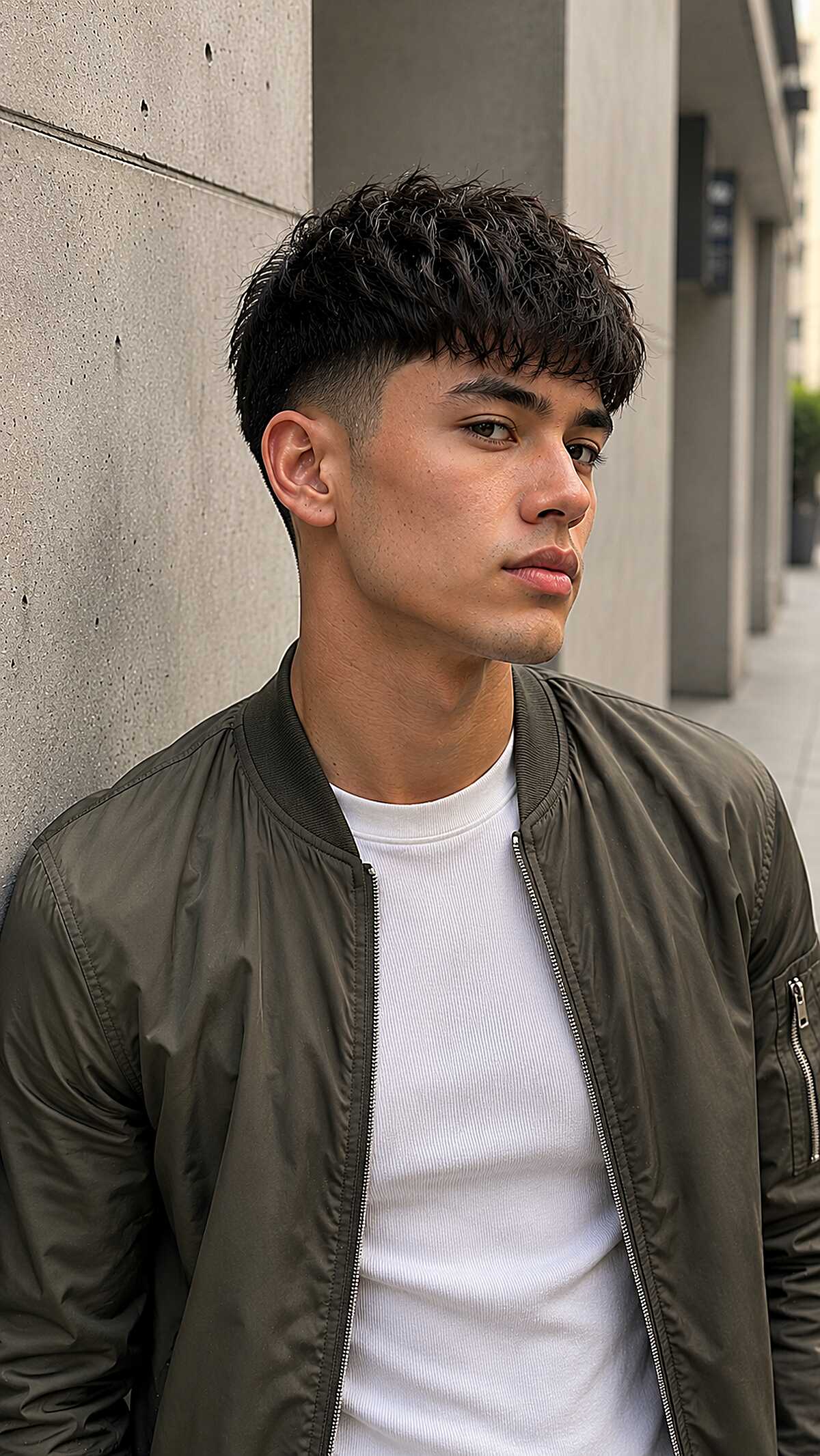 Wavy textured crop with feathered fringe and fade