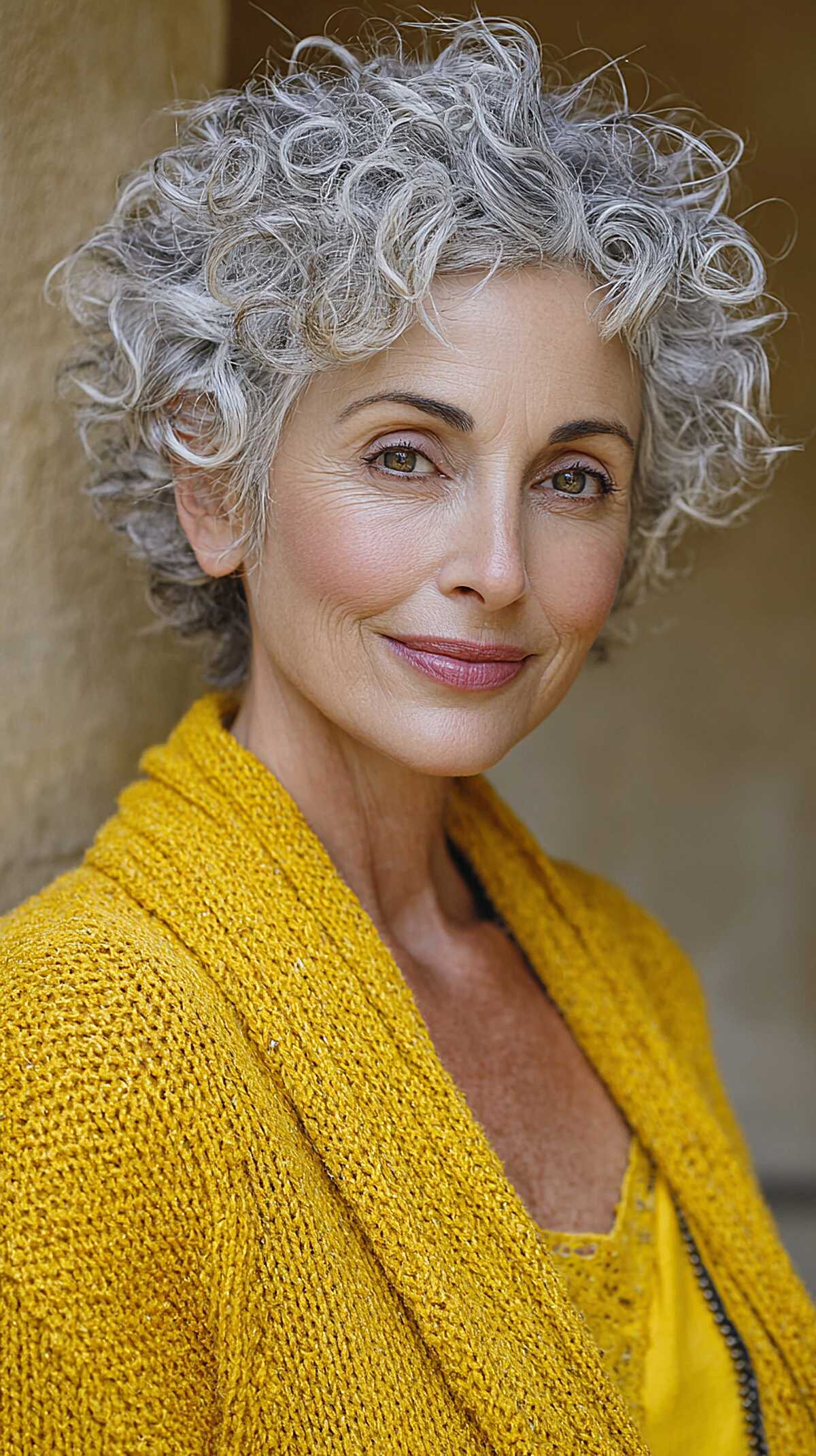 Bright silver pixie with defined curly ringlets