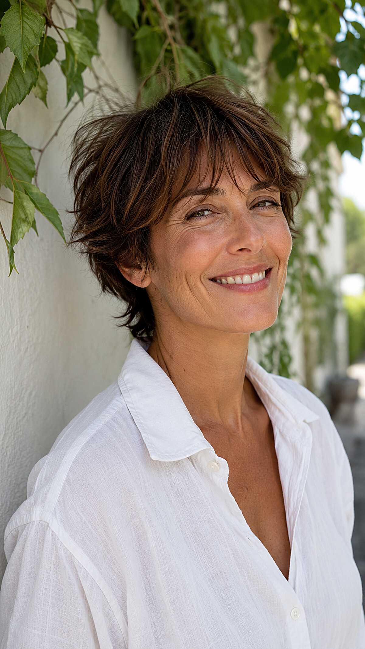 Short brunette shag with wispy textured ends