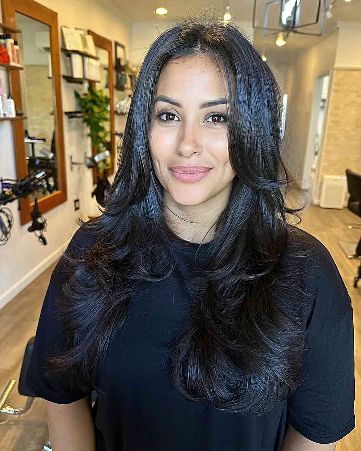 Elegant Long Layers with Soft Face-Framing Waves