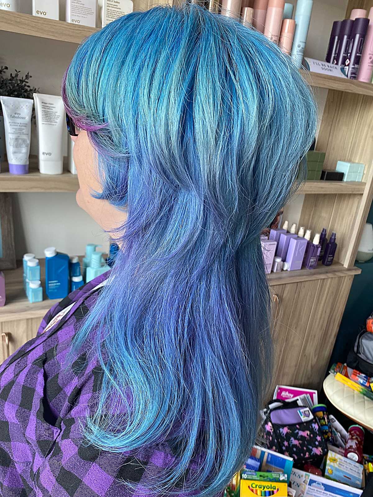 Side view of ocean blue jellyfish cut with layered body