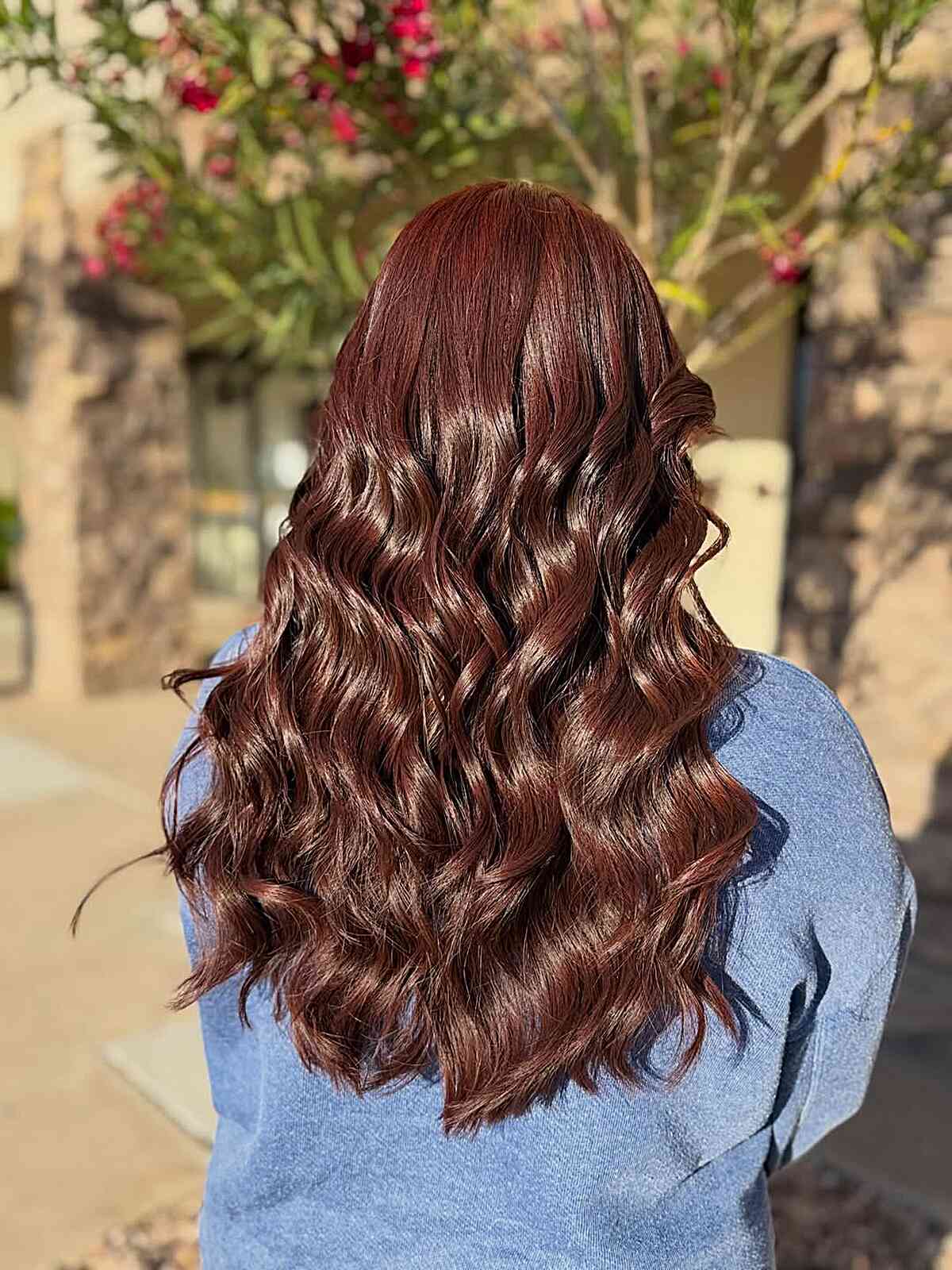 Luxurious Dark Red Wavy Locks
