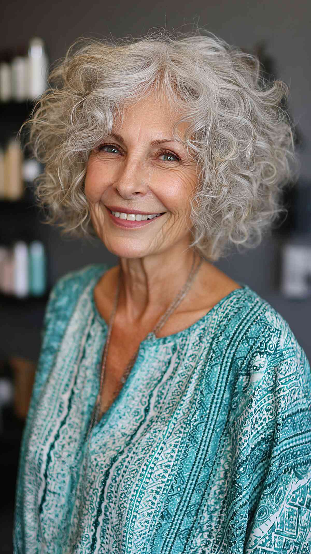 Chic Short Curly Hairstyle for Mature Women