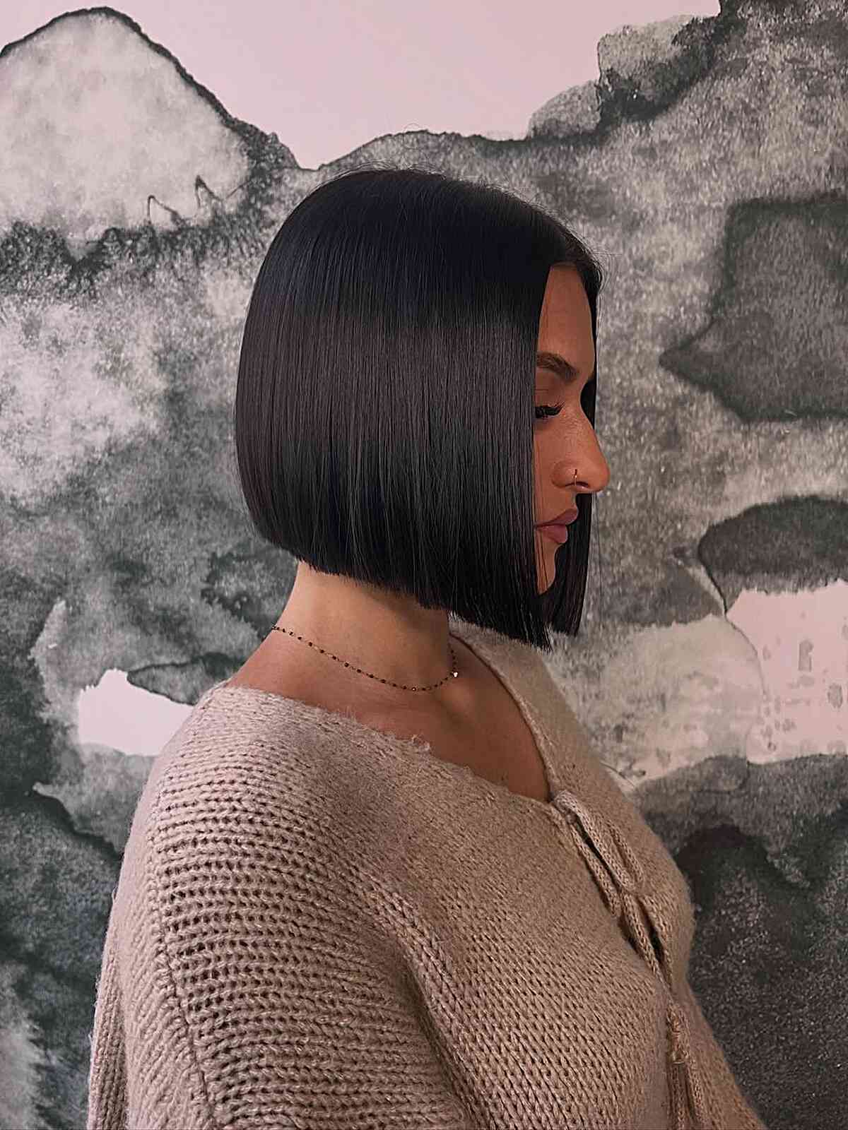 Modern Blunt Bob with Glossy Finish