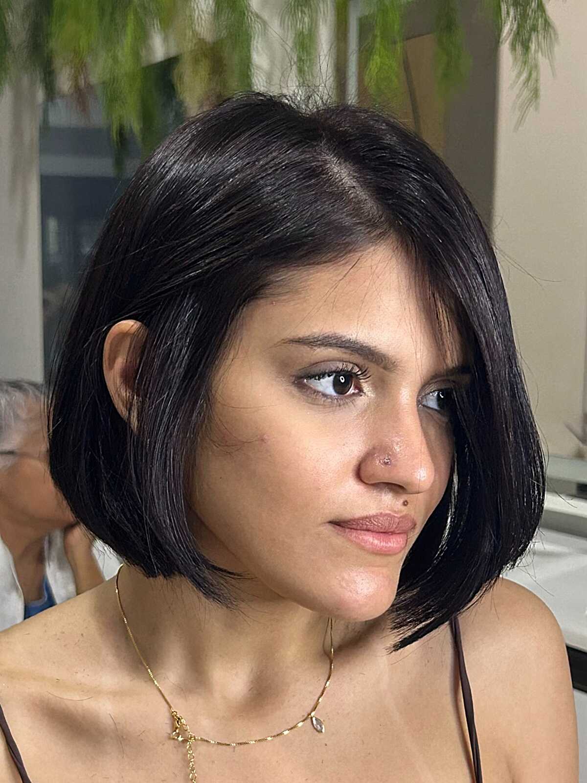 Dark espresso brown bob with soft rounded shape