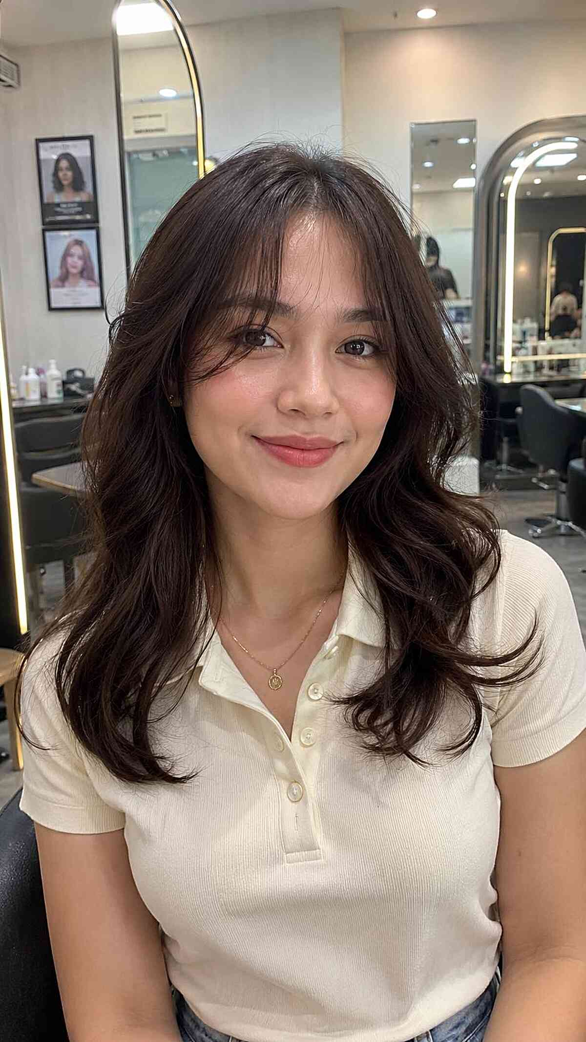 Elegant Curtain Bangs with Soft Waves