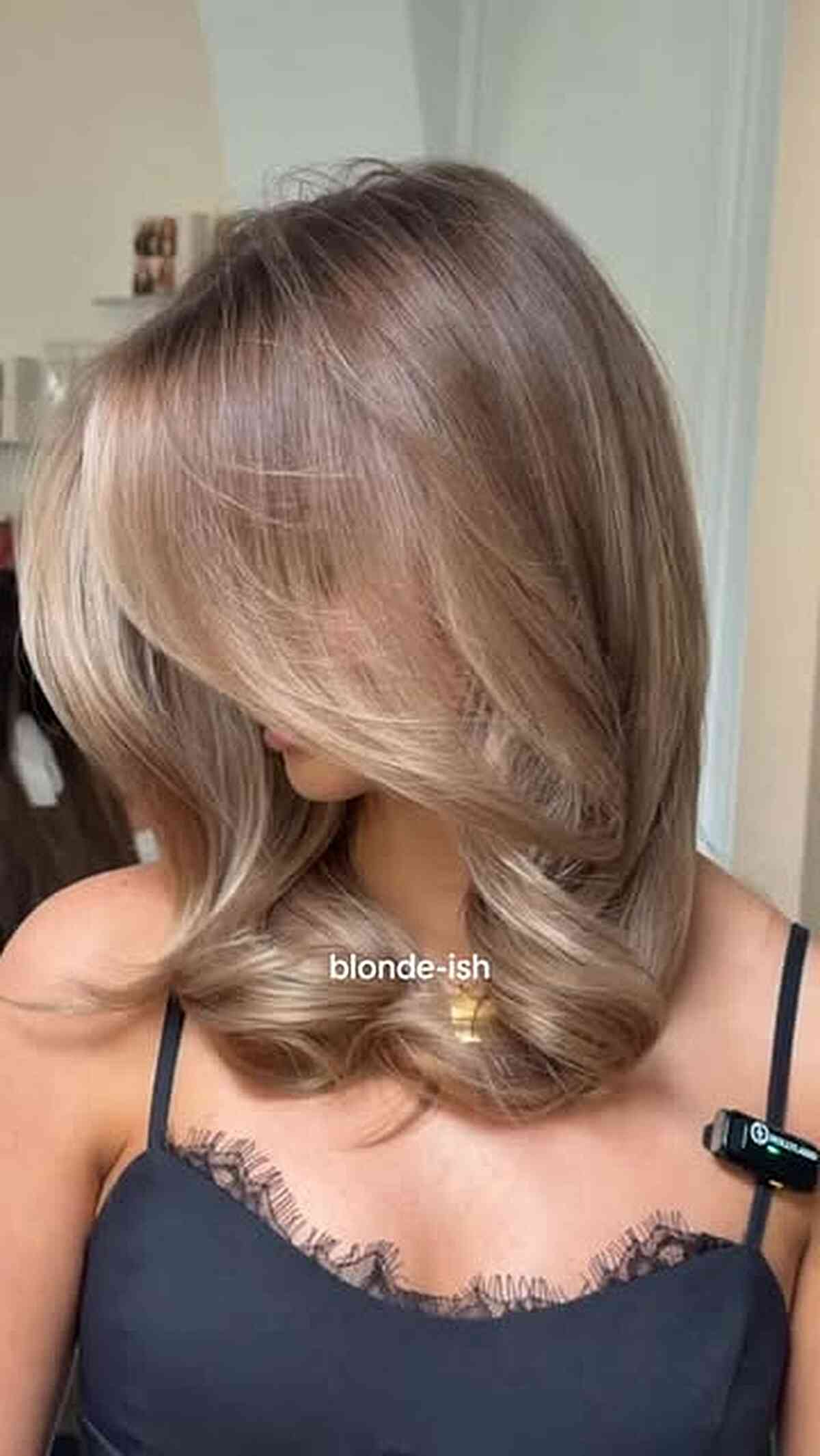 Stylish Blonde Long Bob with Bangs