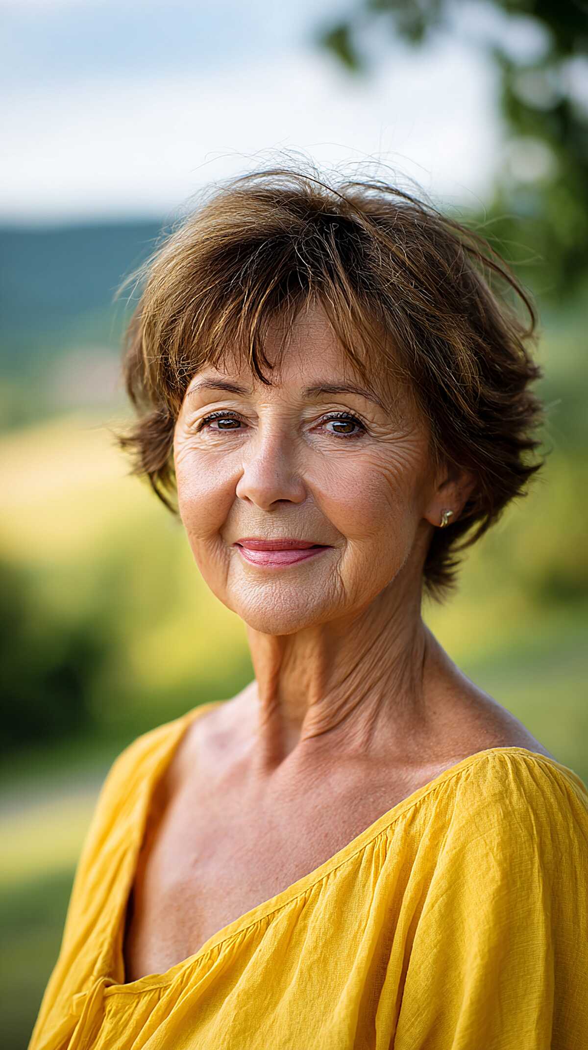 Choppy brunette shag with feathered nape layers