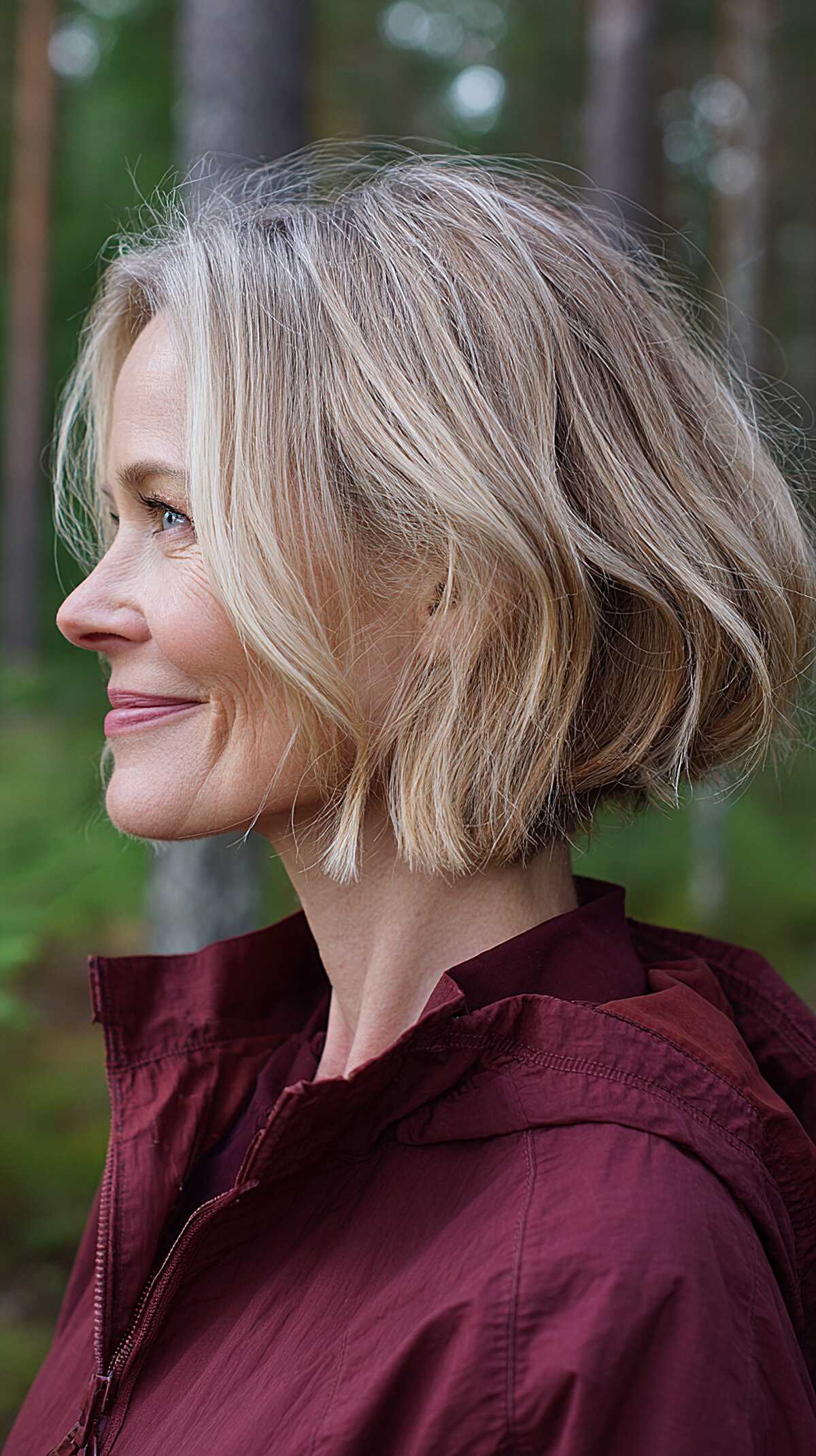 Soft ash blonde A-line bob with gentle wave