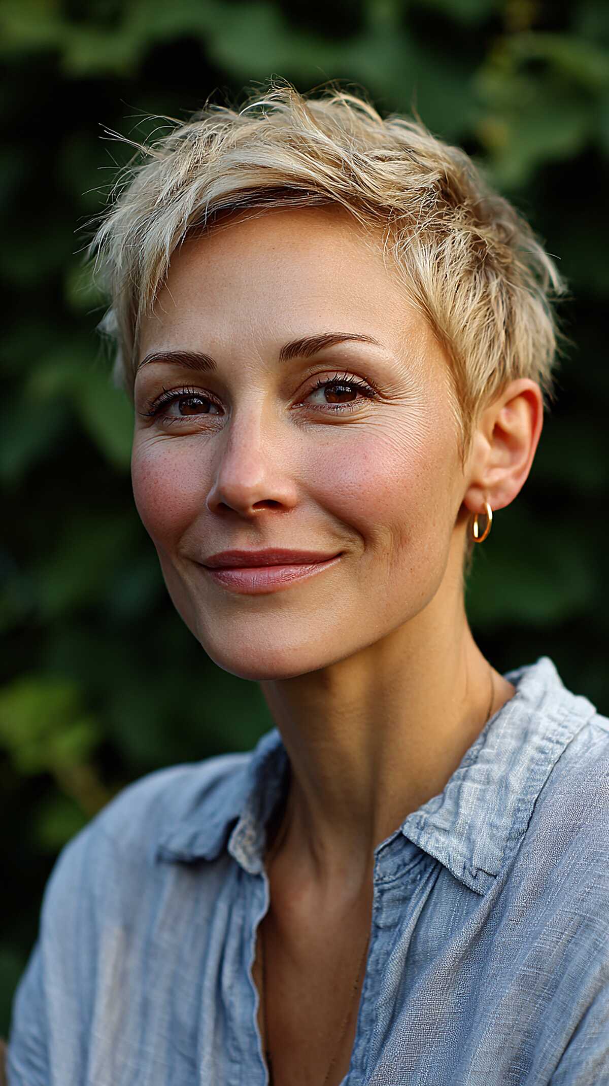 Barely-There Blonde Pixie with Feathered Crown Texture