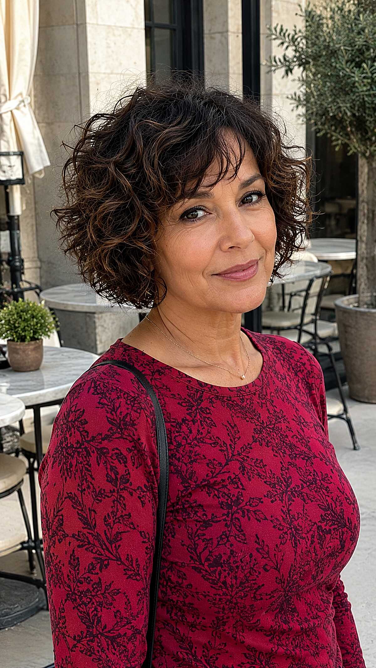 Chin-Length Curly Bob with Loose Bangs and Natural Movement