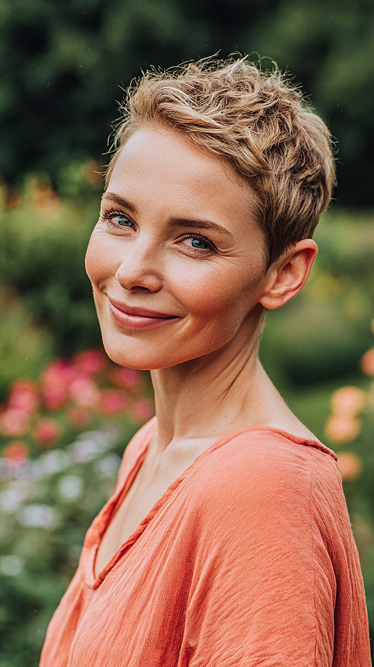 Golden Blonde Close Crop with Natural Curl Left Intact