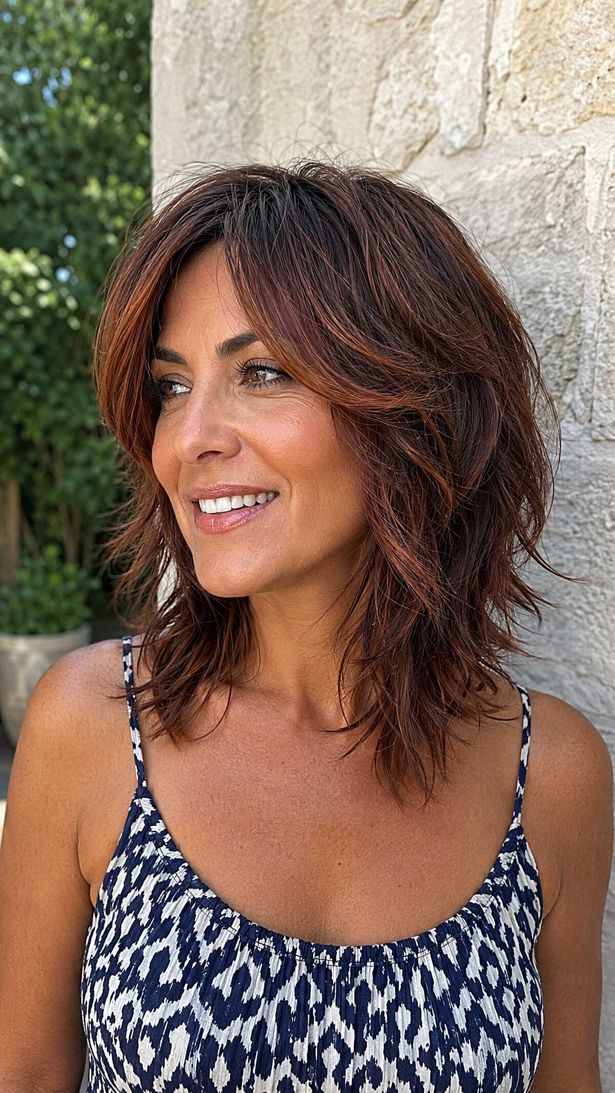 Razored Auburn Shag with Cinnamon Highlights