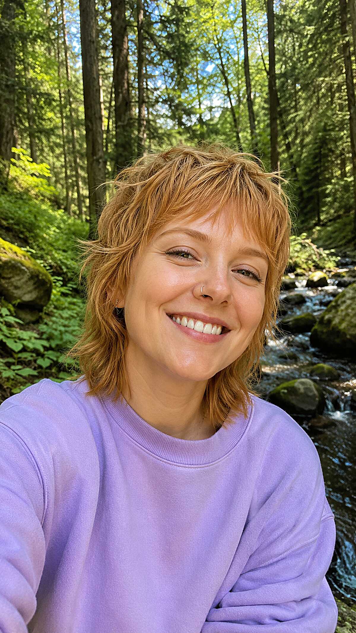 Strawberry Copper Razored Shag with Wispy Bangs