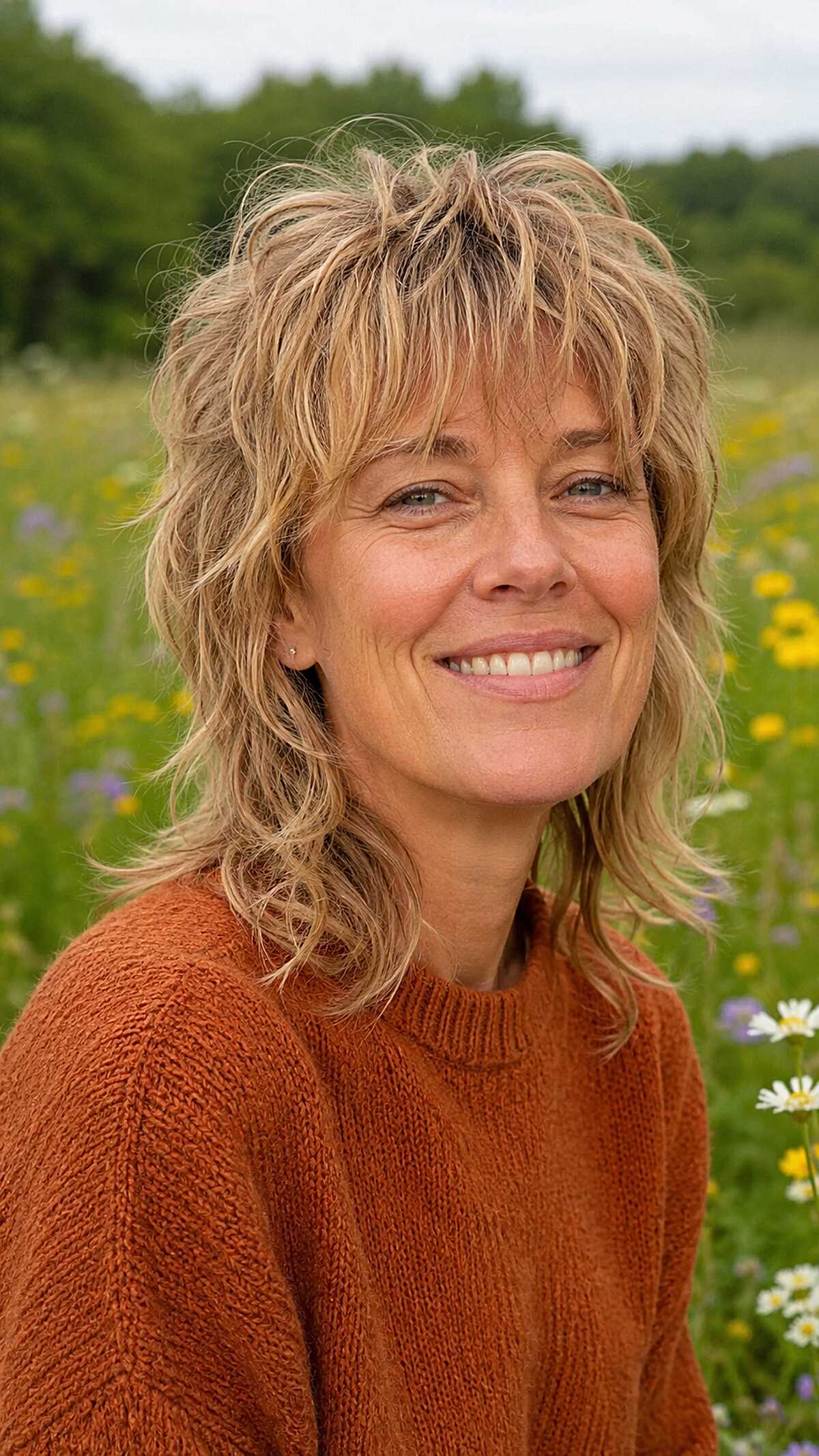 Sun-Bleached Wavy Shag with Razored Layers