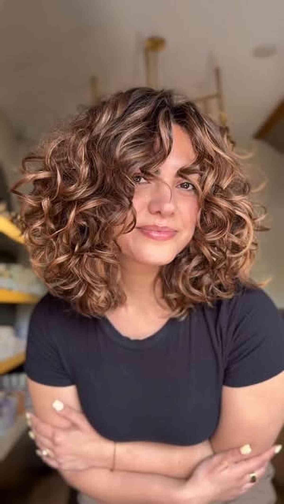 Textured Curly Lob with Dimension