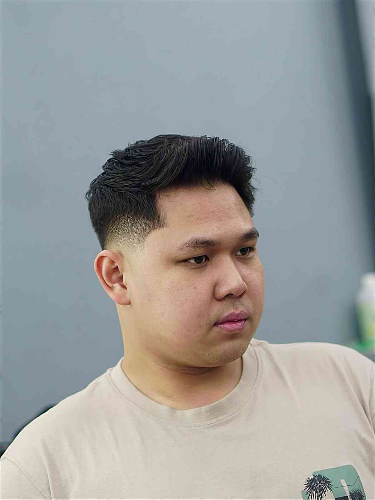 Textured Quiff with Faded Sides