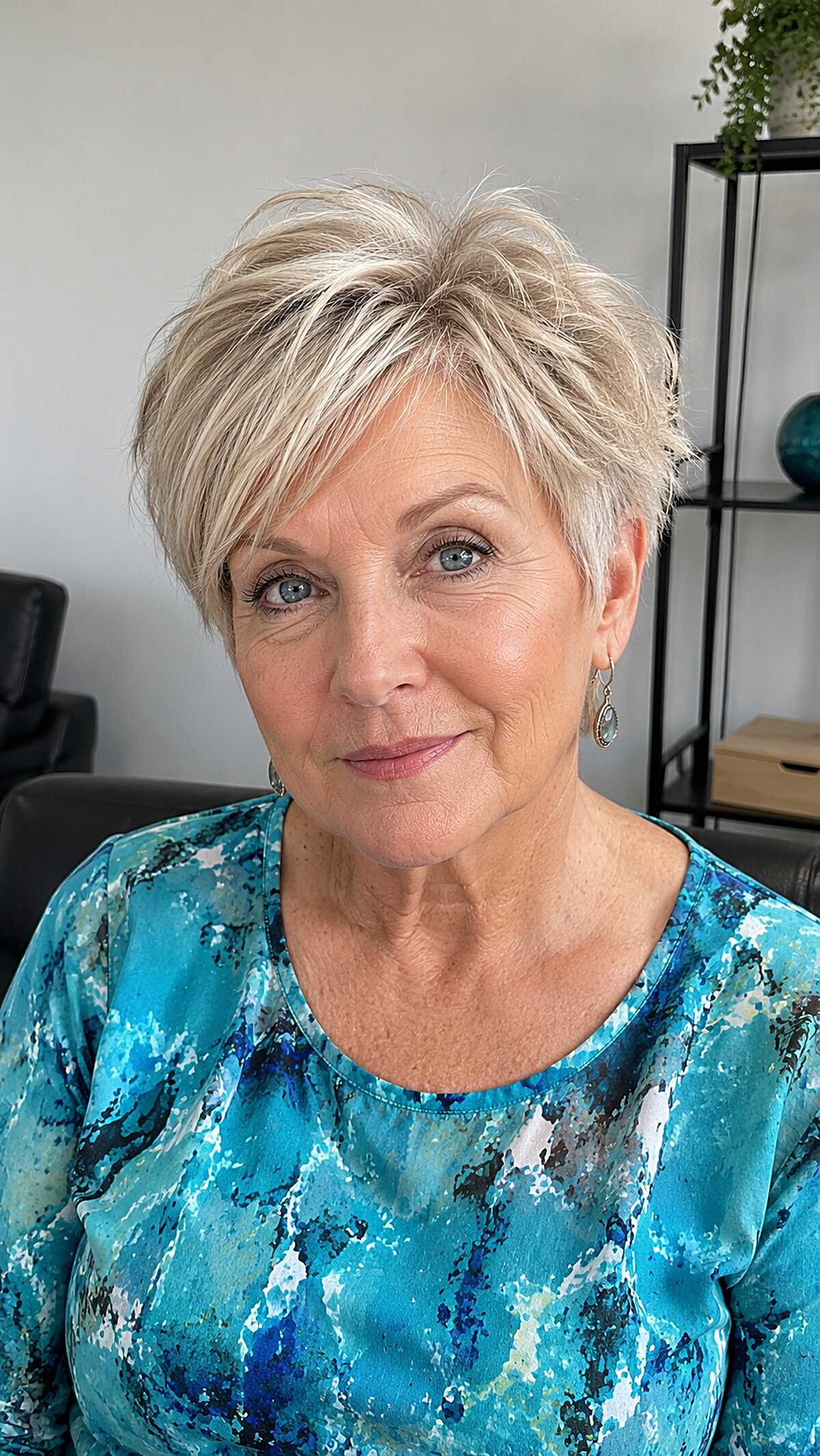 Ash Blonde Pixie with Lifted Crown Texture