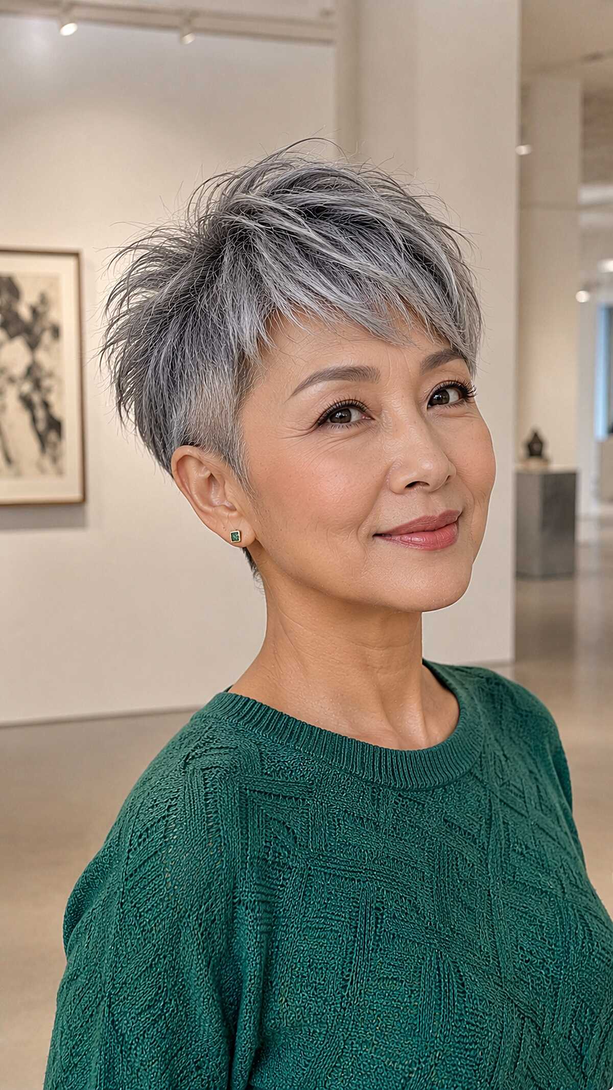 Textured Silver Pixie with Choppy Crown