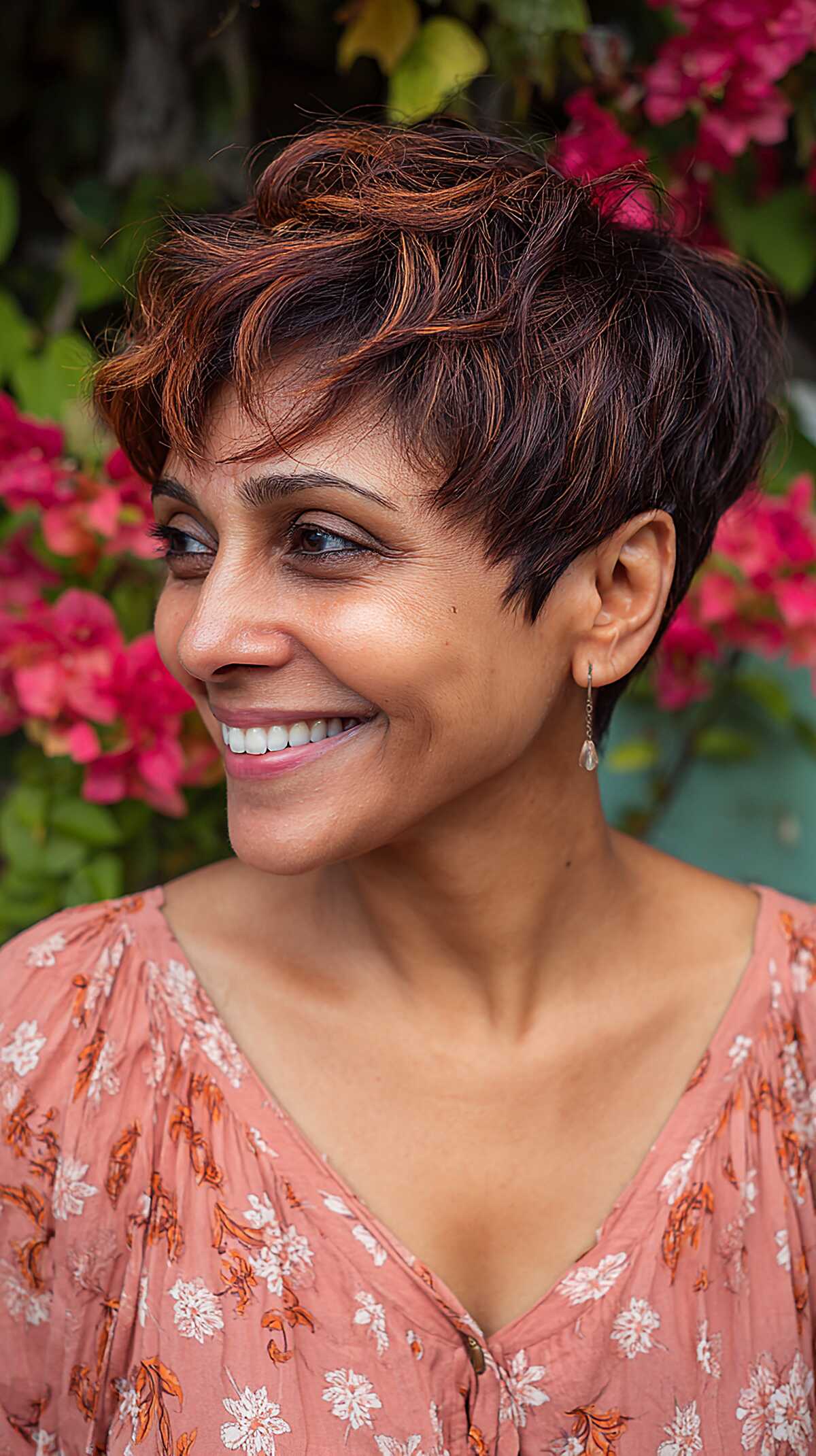 Copper Accent Pixie with Textured Crown Length