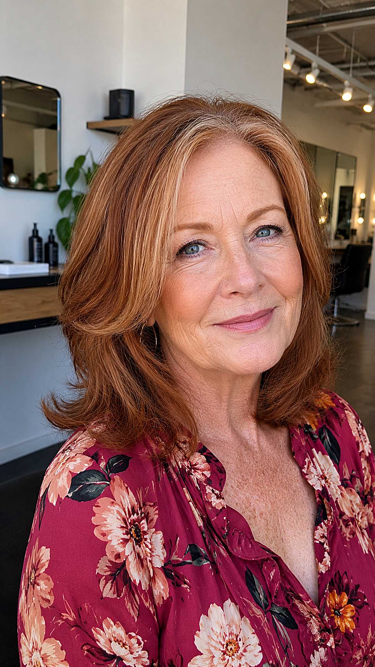 Copper Red Collarbone Lob with Layered Inward Movement
