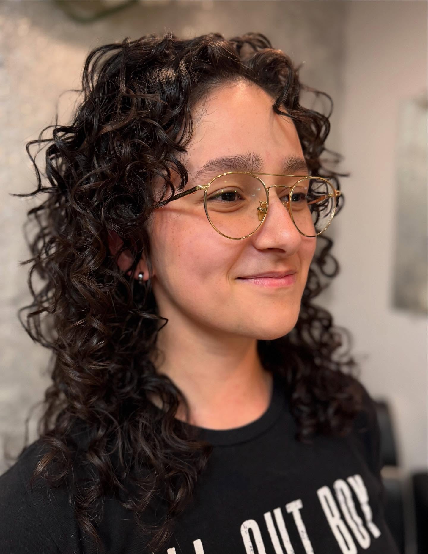 Dark Curly Wolf with Layered Crown and Spiral Fringe Pieces