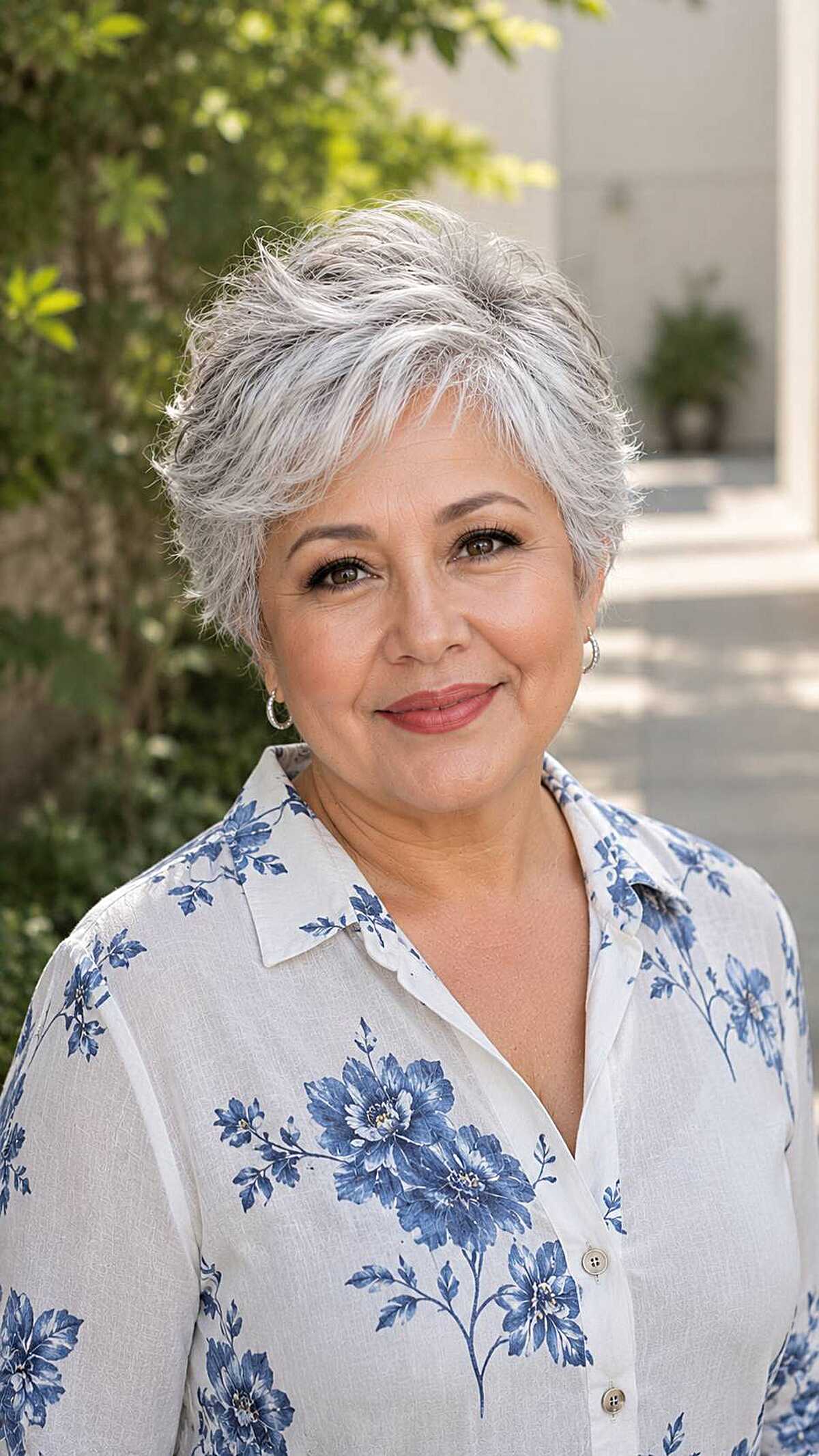 Wispy silver pixie with soft natural wave and texture