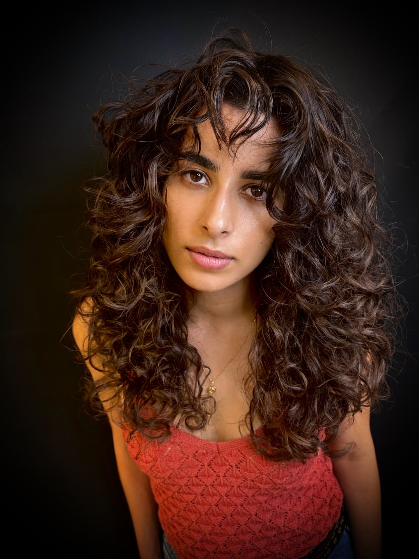 Full-Volume Dark Curly Wolf with Shaggy Curtain Fringe