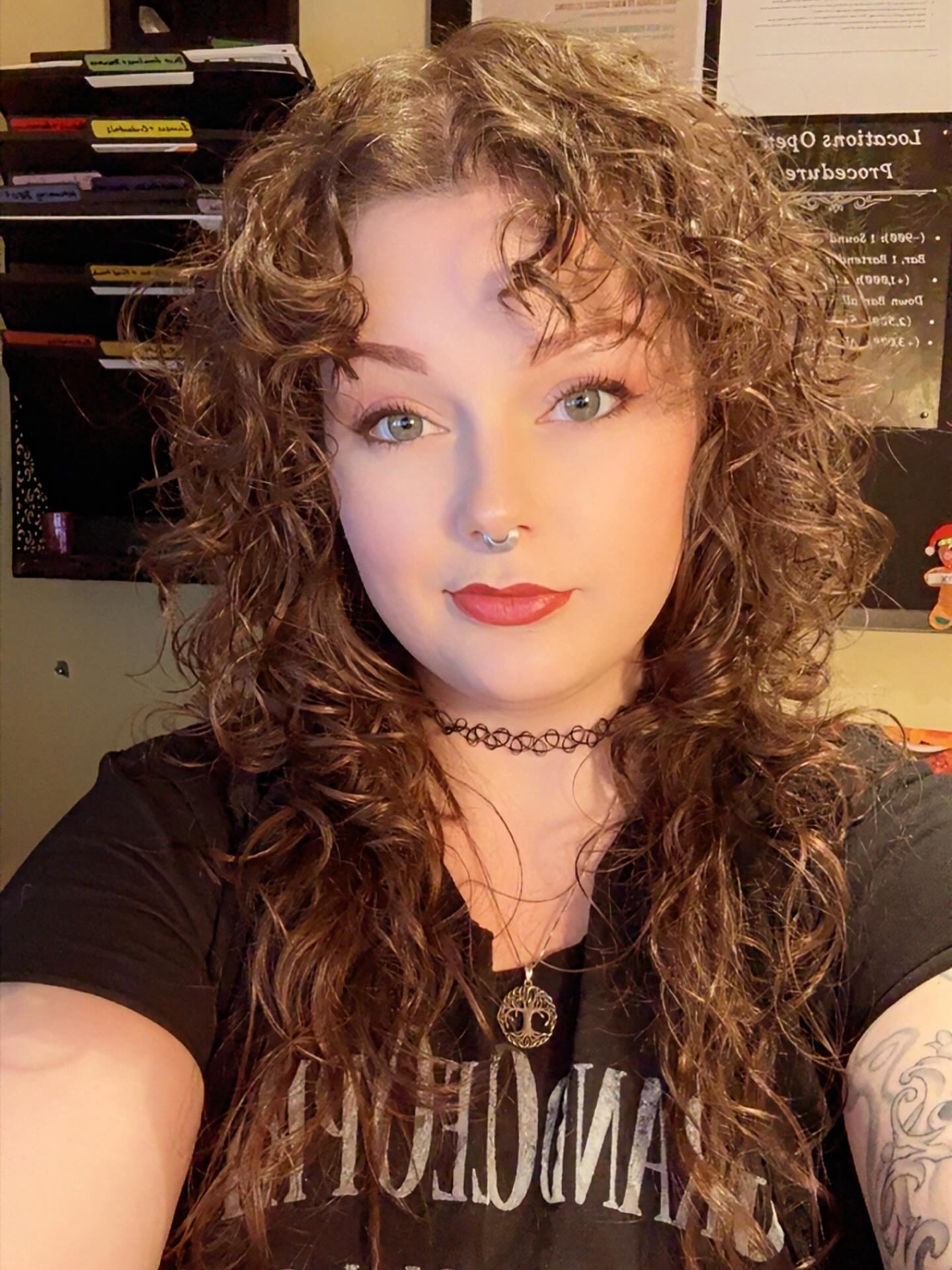 Long Brunette Curly Wolf with Loose Spiral Bangs