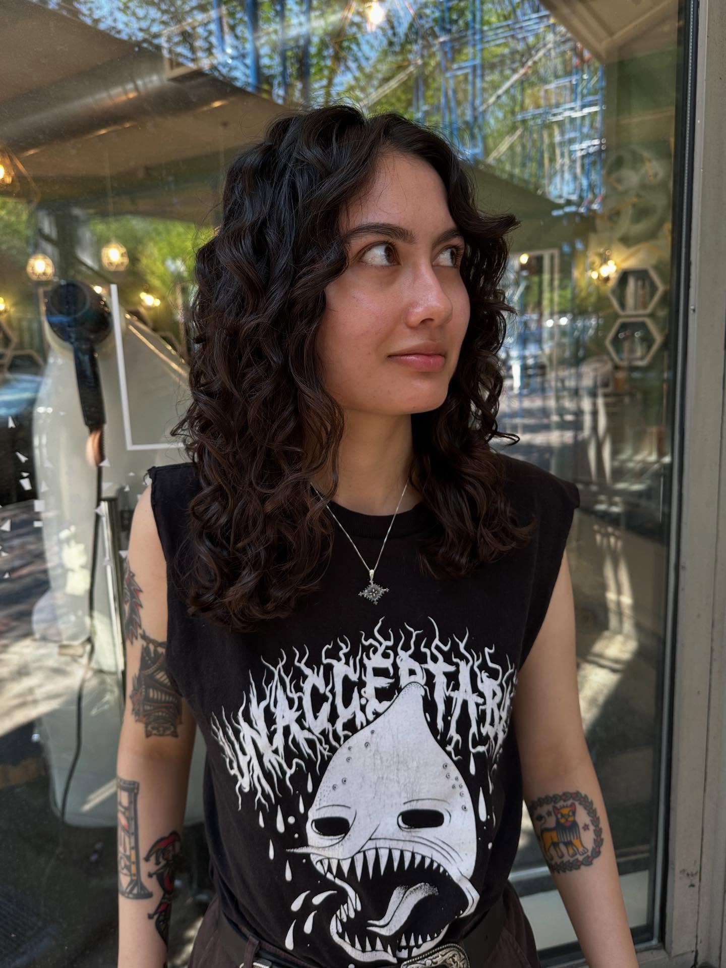 Medium-Length Dark Curly Wolf with Soft Side Part