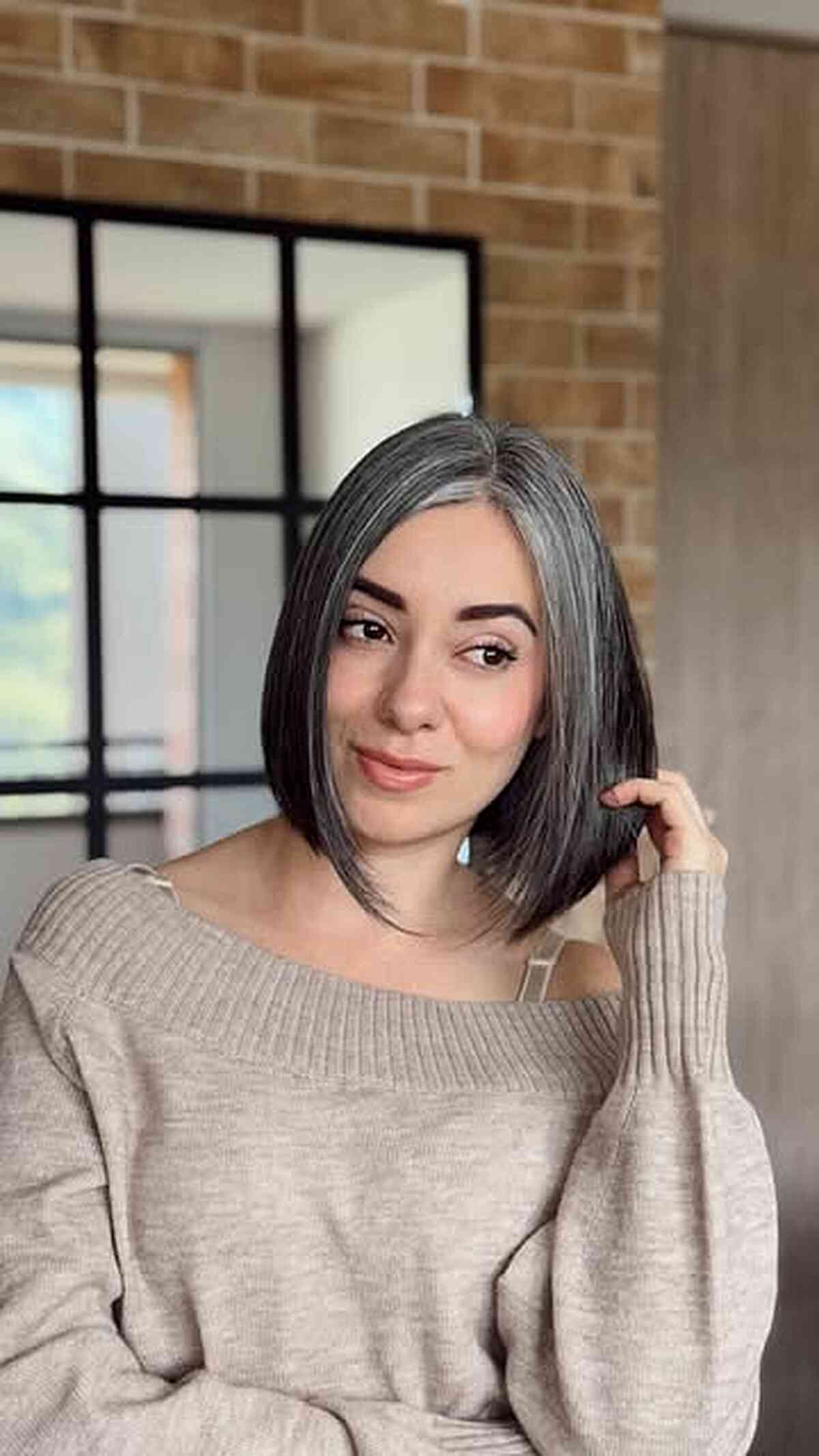 Modern Short Grey Bob with Subtle Layers