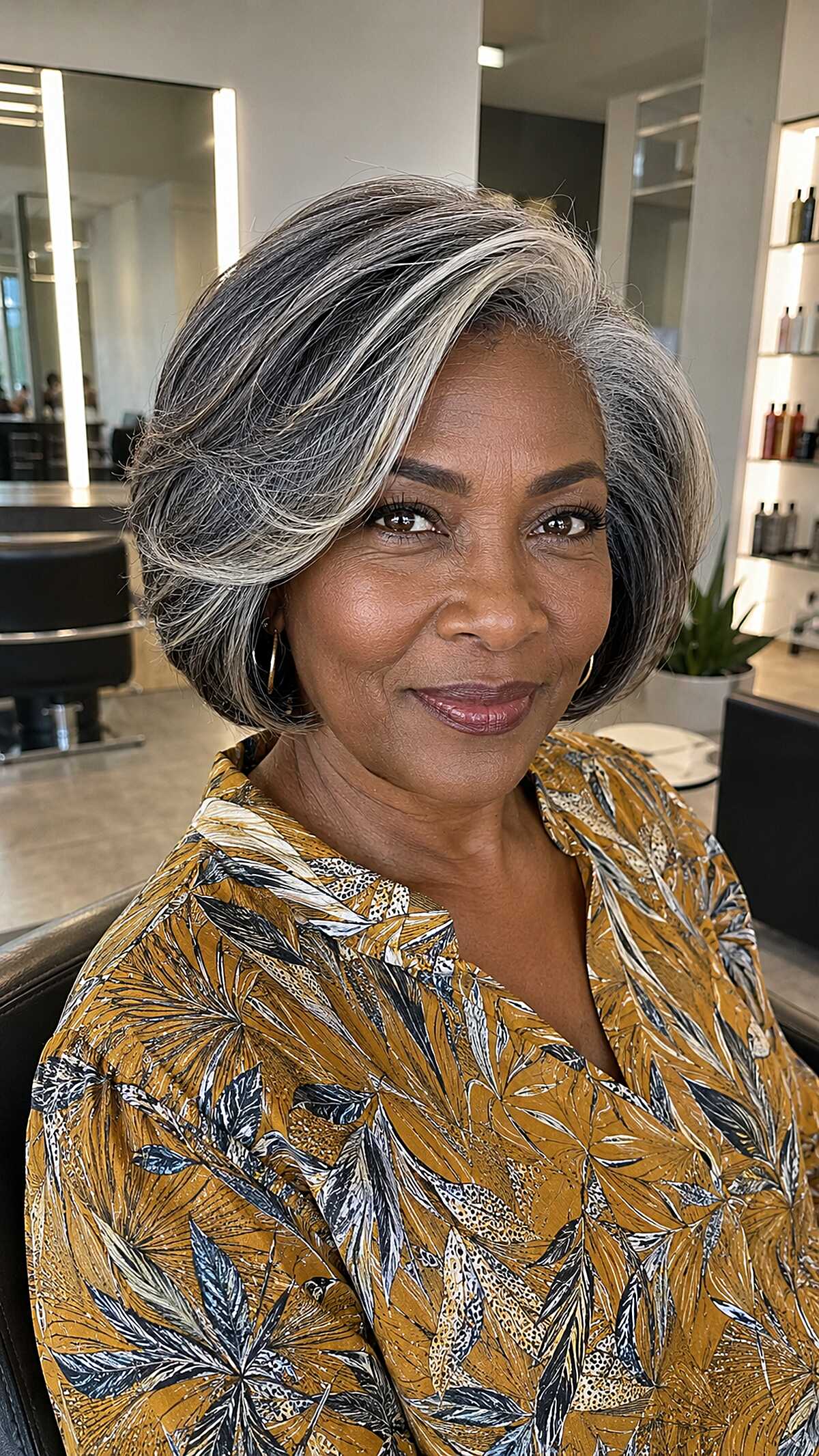 Salt-and-Steel Jaw Bob with Bold White Money Piece