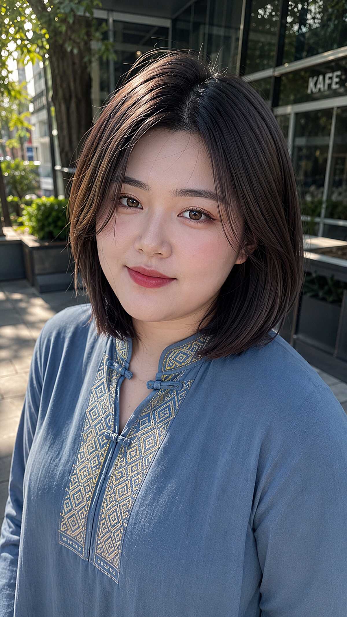 Straight dark bob with side part and hidden highlights