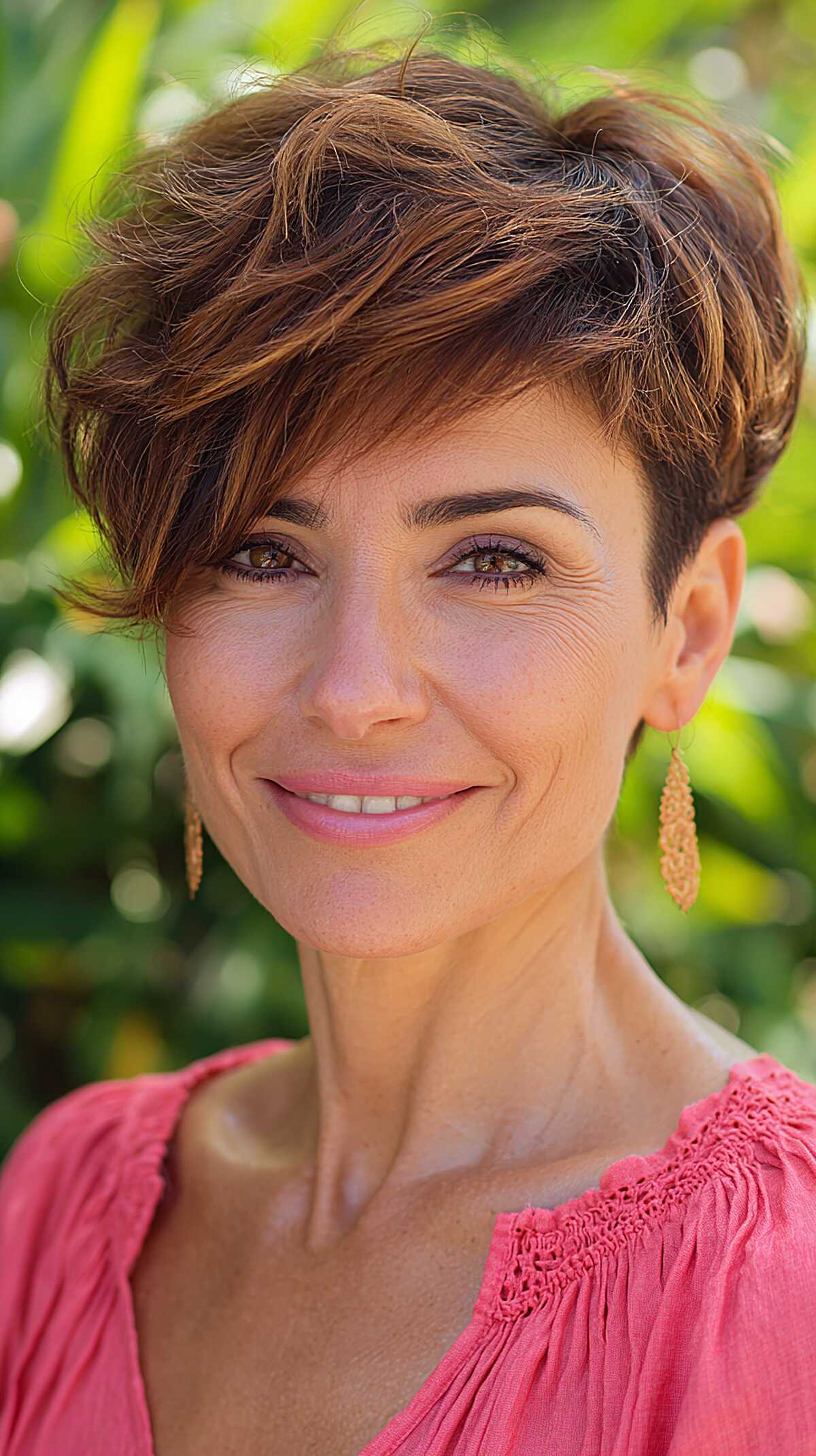 Soft Copper Pieces Through a Tousled Short Crop