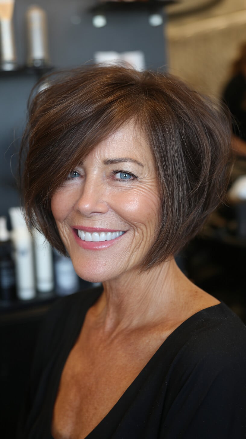 Textured Chocolate Bob with Lifted Crown