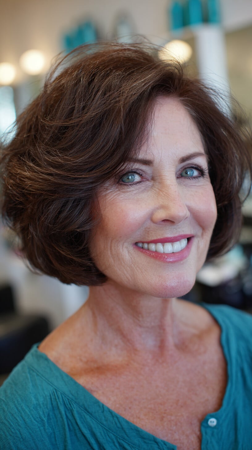 Voluminous Brunette Bob with Flipped Ends