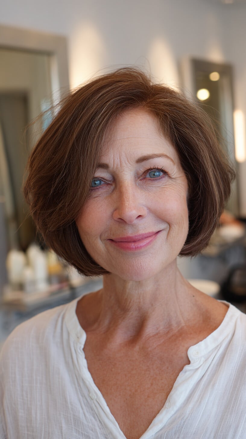 Warm Brunette Bob with Soft Interior Layers